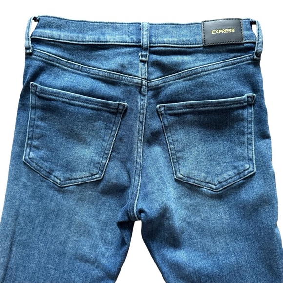 Express jeans women’s mid rise skinny button fly size 0 preppy Bodycon Cabincore - Picture 8 of 10